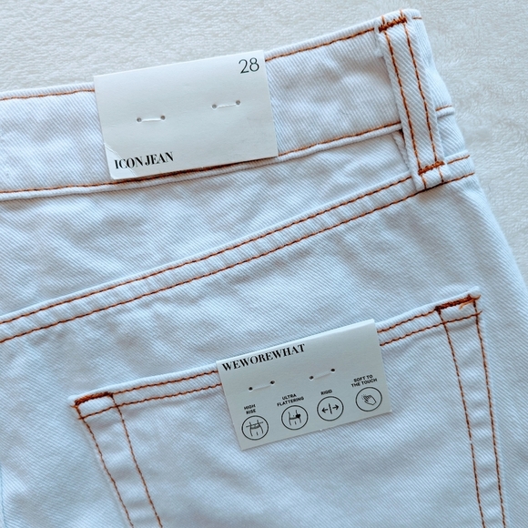 WeWoreWhat Icon Jeans High Rise 100% Cotton Non Stretch Distressed White 28 NWT - Picture 14 of 16
